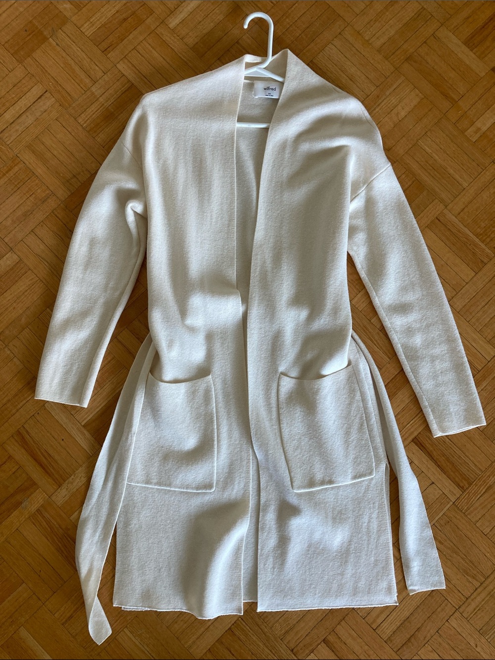 Aritzia Cream Merino Wool Knit Wrap Cardigan